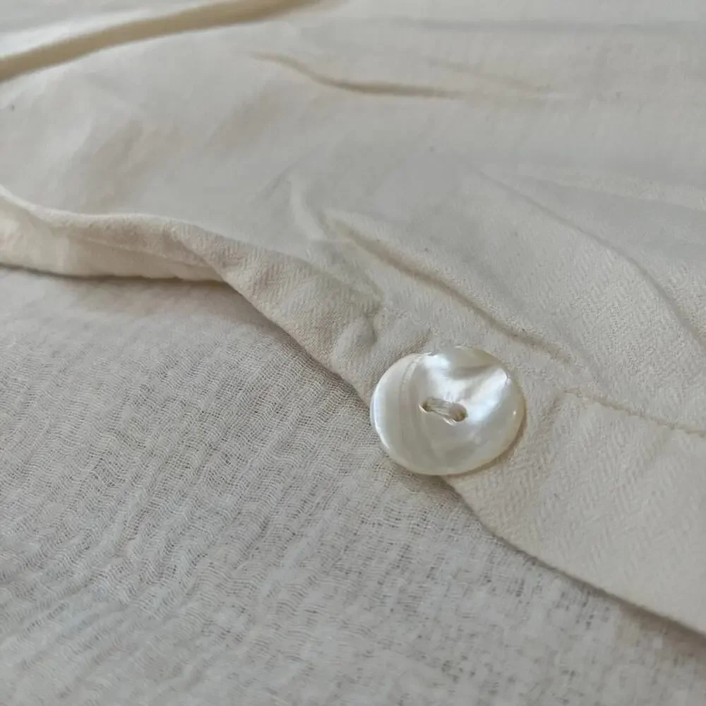 Crate & Barrel Lindstrom Ivory Textured Linen Cotton Pillow Sham King 20” X 36”